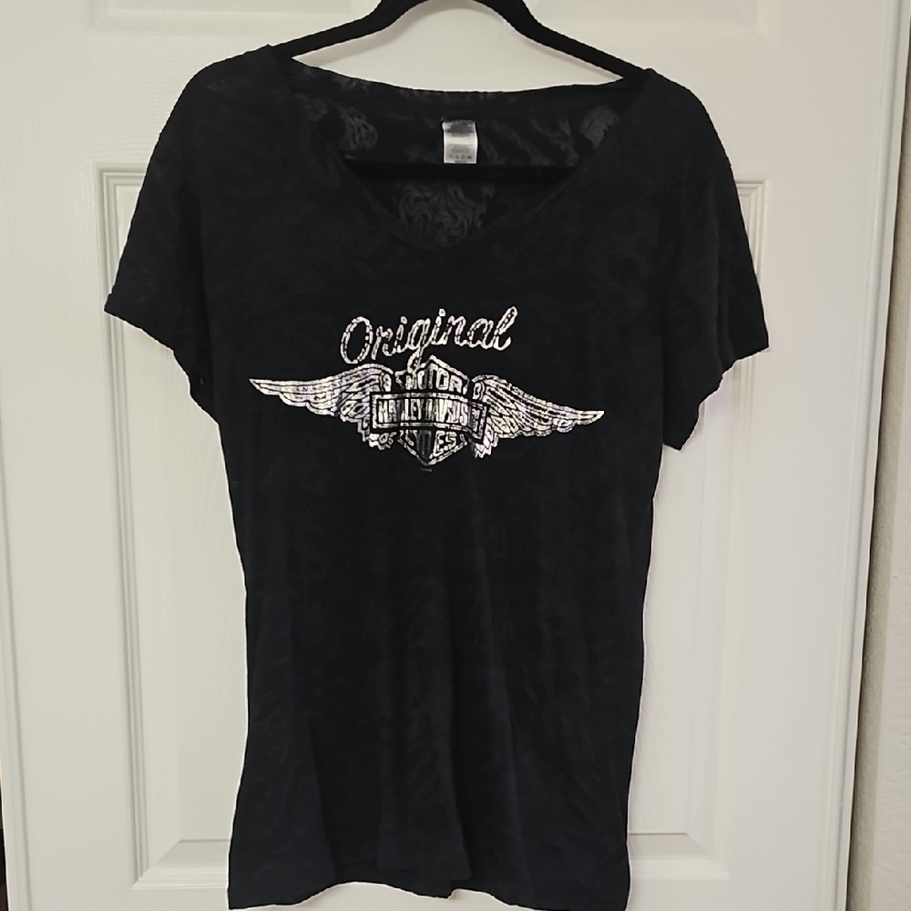 Harley Davidson Black Graphic Women's Top